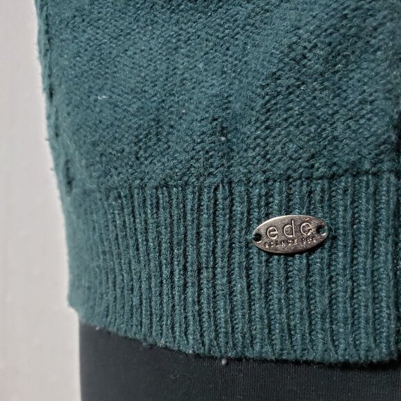 VINTAGE ESPIRIT Forest Green Cable Knit Turtleneck Sweater - Picture 3 of 3